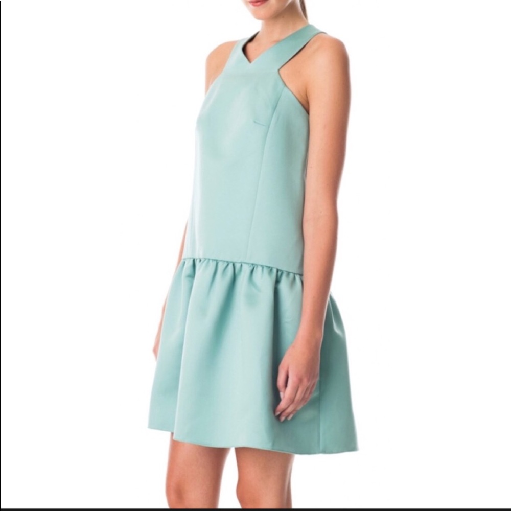 Tibi Light Green Halter Mini Dress